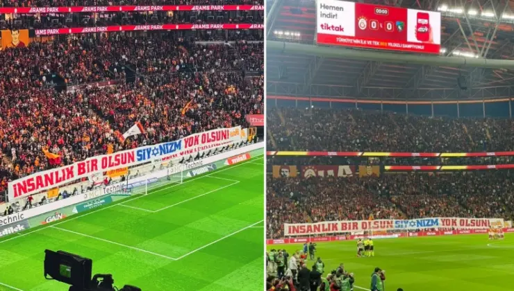 Galatasaray tribünlerinde Siyonist İsrail zıddı pankart