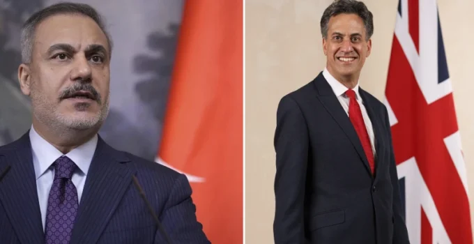 Dışişleri Bakanı Fidan’dan Birleşik Krallıklı mevkidaşı Miliband’dan Gazze görüşmesi